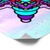 紫カラフルと青の神秘的な曼荼羅 ポスター (角)