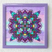 紫カラフルと青の神秘的な曼荼羅 ポスター