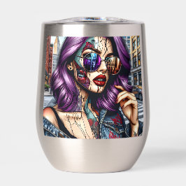 紫カラフルのかわいらし髪の抽象芸術婦人