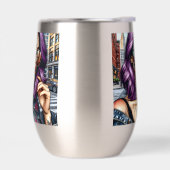 紫カラフルのかわいらし髪の抽象芸術婦人 (左面)