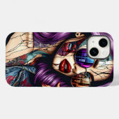 紫カラフルのかわいらし髪の抽象芸術婦人 Case-Mate iPhoneケース (裏面 (横))