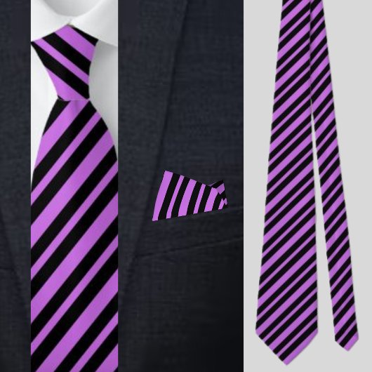 紫カラフルのストライプ模様 ネクタイ