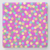 紫カラフルの水玉模様 ストーンコースター (正面)