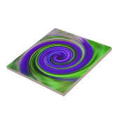 紫カラフルの緑が渦巻く抽象芸術アートタイル タイル (側面)