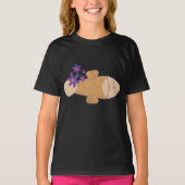 紫カラフルの花を持つ魚 Tシャツ (正面)