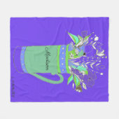 紫カラフルの花マグ フリースブランケット (正面(横))