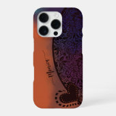 紫カラフルオレンモダンジ花柄 iPhoneケース (裏面)