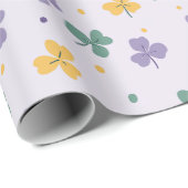 紫カラフルクローバ離れーラッピング紙 ラッピングペーパー (ロールコーナー)