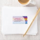 紫カラフルジグザグのパターン波モダンアドレス ラベル (インサイチュ)