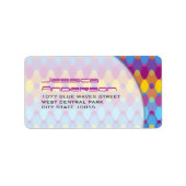 紫カラフルジグザグのパターン波モダンアドレス ラベル (正面)