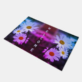 紫カラフルモダン青フローラ ドアマット (アングル)