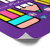 紫カラフル先生漫画鉛筆ポスター ポスター (角)