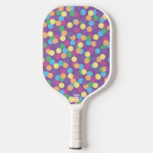紫カラフル数々のの水玉模様 ピックルボールラケット (裏面)