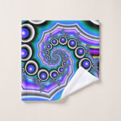 紫カラフル真珠フラクタルスパイラル バスタオルセット (ウォッシュタオル)