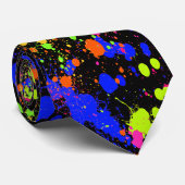 紫カラフル緑ネオンフェイクペイントボール ネクタイ (ロール)