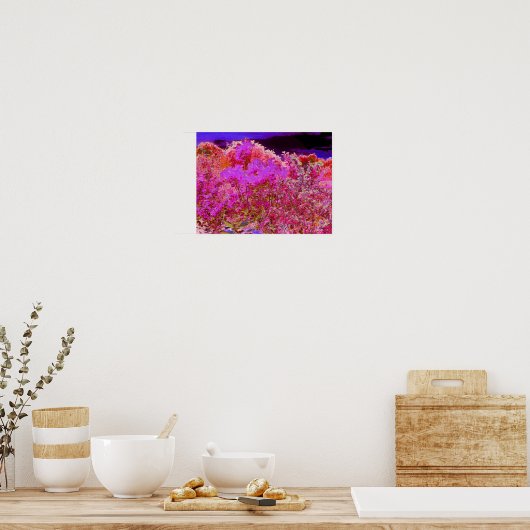 紫カラフル色の夕日の抽象芸術園 ポスター (キッチン)