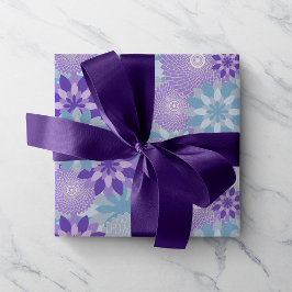 紫カラフル青の花の曼荼羅模様 薄葉紙