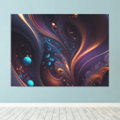 紫カラフル黒の絵を描キャンバスの渦巻き キャンバスプリント (インサイチュ (ウッドフロア))