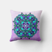 紫カラフル、青、緑の曼荼羅 クッション (裏面)
