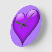 紫ガラスハートカスタマイズ ラウンド壁時計 (傾斜)
