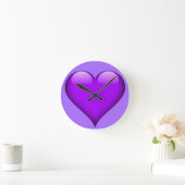 紫ガラスハートカスタマイズ ラウンド壁時計 (ホーム)