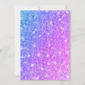 紫ガーリーとピンクのグリッターモノグラム名 招待状 (裏面)