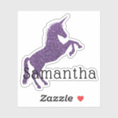 紫ガーリーのスパークルユニコーン名 シール (シート)