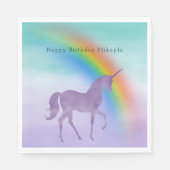 紫ガーリーのユニコーンパーソナライズされた虹 スタンダードランチョンナプキン (正面)