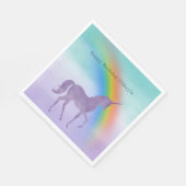 紫ガーリーのユニコーンパーソナライズされた虹 スタンダードランチョンナプキン (角)