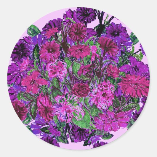 紫ガーリーの花ステッかわいらしカー付きソフト薄紫 ラウンドシール (正面)