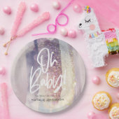 紫ガーリーの赤ちゃんシャワーパーティー ペーパープレート (パーティー)