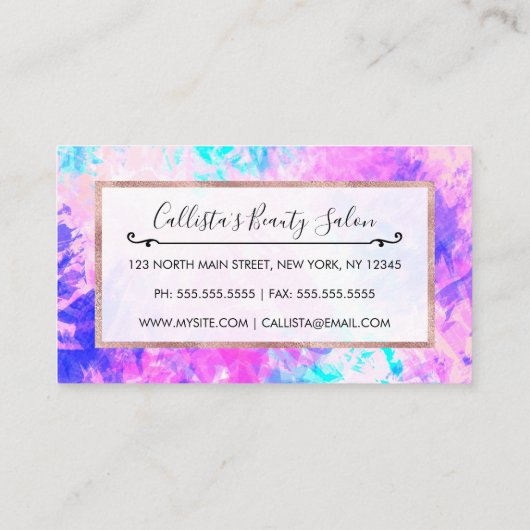 紫ガーリーアートピンクの抽象芸術絵を描パターン ロイヤリティカード (裏面)