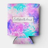 紫ガーリーアートピンクの抽象芸術絵を描パターン 缶クーラー (正面)