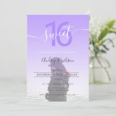 紫ガーリーグラデグラデーションーション写真スクリプトsweet 16 招待状 (スタンド正面)