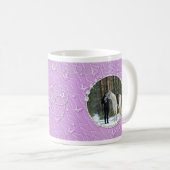 紫ガーリースパークフェイクリー2枚フォトハートアクセント コーヒーマグカップ (正面右)