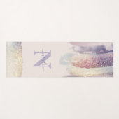 紫ガーリーピンクグリッタースパークルイニシャル名 ヨガマット (正面(横))