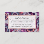 紫ガーリーピンクコーラルブルー絵を描フローラ描画 名刺 (裏面)