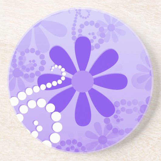 紫ガーリーフローラレトロ花 コースター (正面)