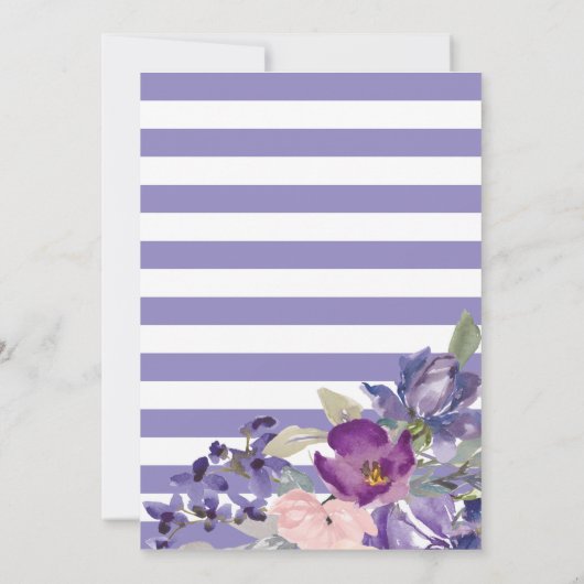 紫ガーリーフローラ水色スクリプト誕生日 招待状 (裏面)