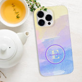 紫ガーリーブルーウォーターエレガントカラーモノグラム名 Case-Mate iPhoneケース