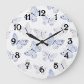 紫ガーリーラベンダー蝶 ラージ壁時計 (正面)