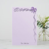 紫ガーリーリボン弓縁ど 便箋 (スタンド正面)