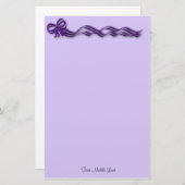 紫ガーリーリボン弓 便箋 (正面/裏面)
