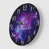 紫ガーリー天写真モノグラム ラージ壁時計 (傾斜)