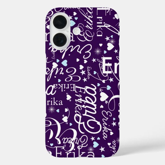 紫ガーリー書道タイポグラフィ名柄 Case-Mate iPhoneケース (裏面)