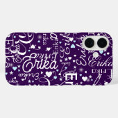 紫ガーリー書道タイポグラフィ名柄 Case-Mate iPhoneケース (裏面 (横))