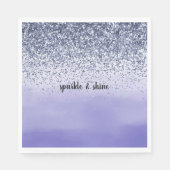 紫ガーリー水色グリッター スタンダードランチョンナプキン (正面)