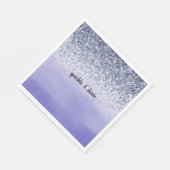 紫ガーリー水色グリッター スタンダードランチョンナプキン (角)