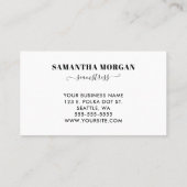 紫ガーリー淡い色の白水玉模様モノグラム 名刺 (裏面)