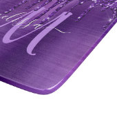紫ガーリー滴下グリッターブラシ金属モノグラム カッティングボード (角)